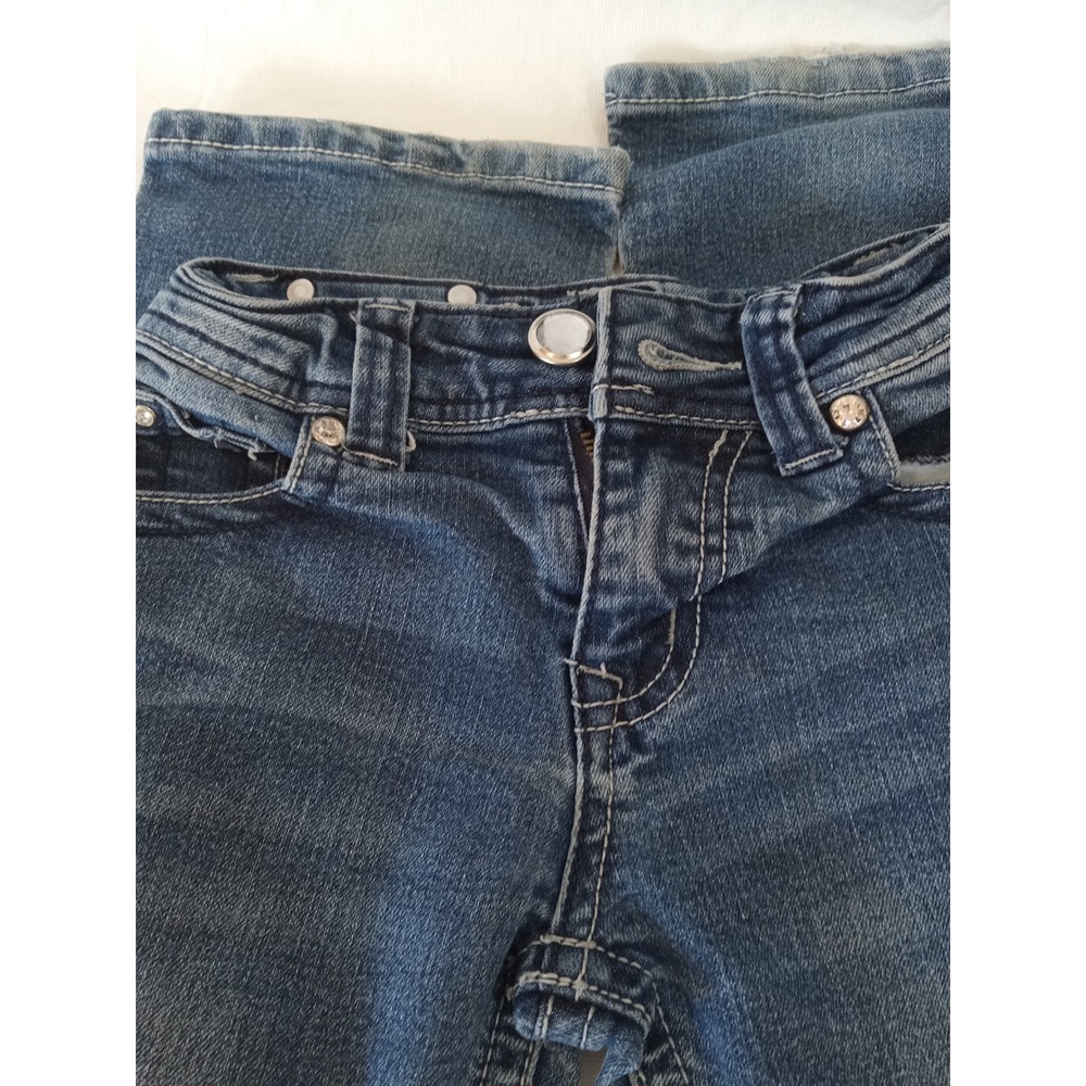 Wired Heart Kids Girls Blue Denim Jeans Rhinestone Cheetah Pockets Size 4